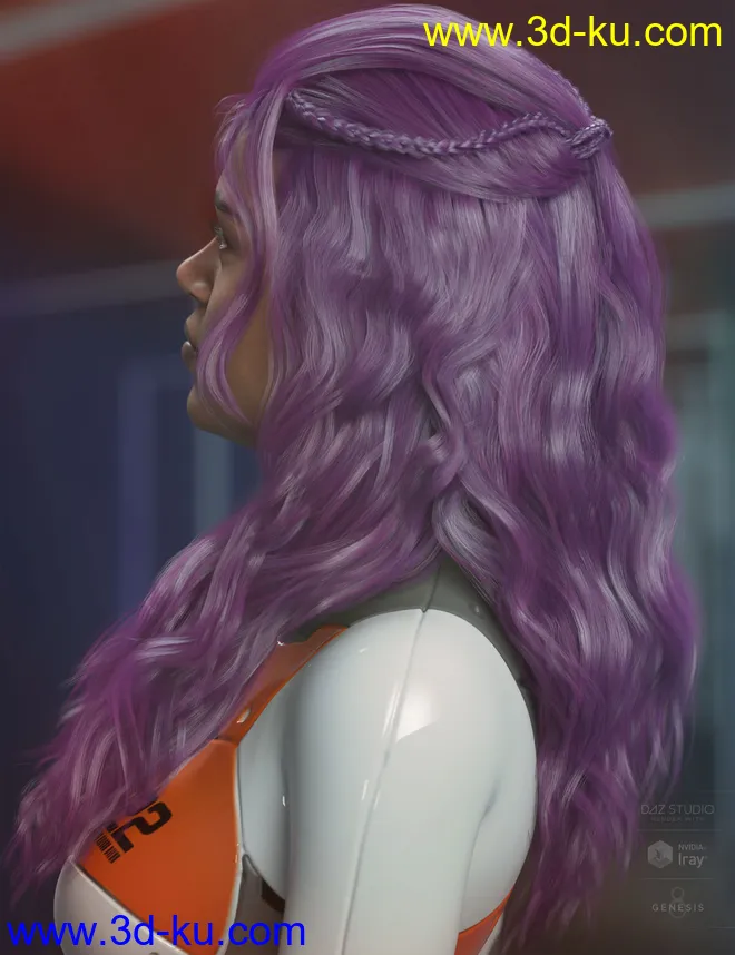 Neona Hair for Genesis 3, 8, and 8.1 Females模型的图片5