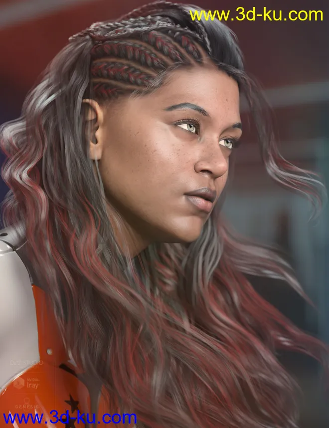 Neona Hair for Genesis 3, 8, and 8.1 Females模型的图片6