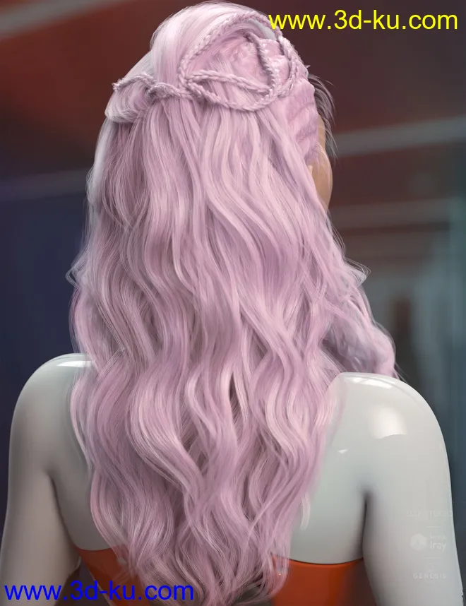 Neona Hair for Genesis 3, 8, and 8.1 Females模型的图片8