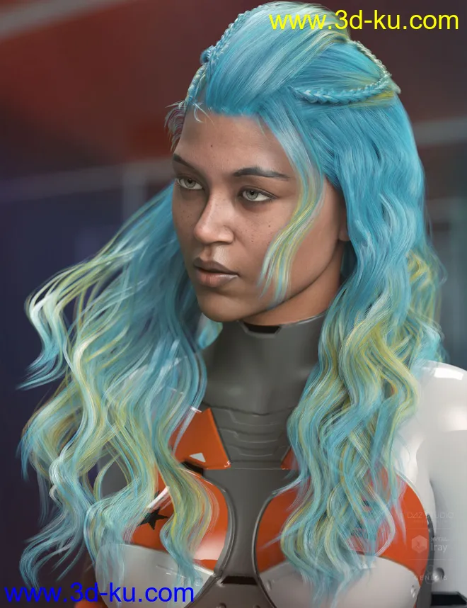 Neona Hair for Genesis 3, 8, and 8.1 Females模型的图片9