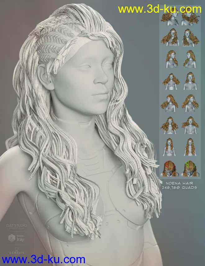 Neona Hair for Genesis 3, 8, and 8.1 Females模型的图片11