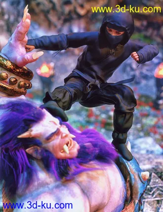 3D打印模型Ninja Kid Outfit for Genesis 8.1 Males的图片
