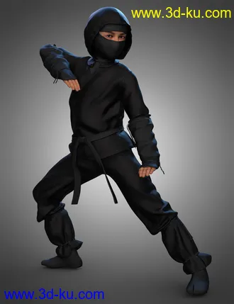 3D打印模型Ninja Kid Outfit for Genesis 8.1 Males的图片