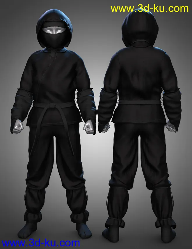 Ninja Kid Outfit for Genesis 8.1 Males模型的图片3