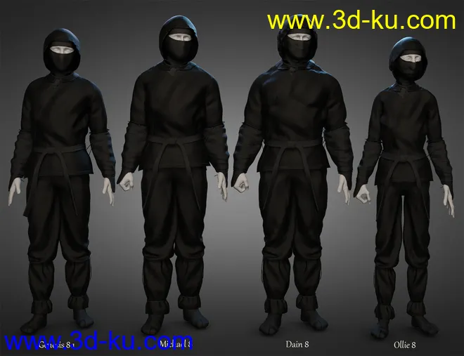 Ninja Kid Outfit for Genesis 8.1 Males模型的图片5