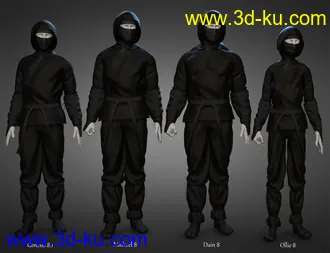 3D打印模型Ninja Kid Outfit for Genesis 8.1 Males的图片
