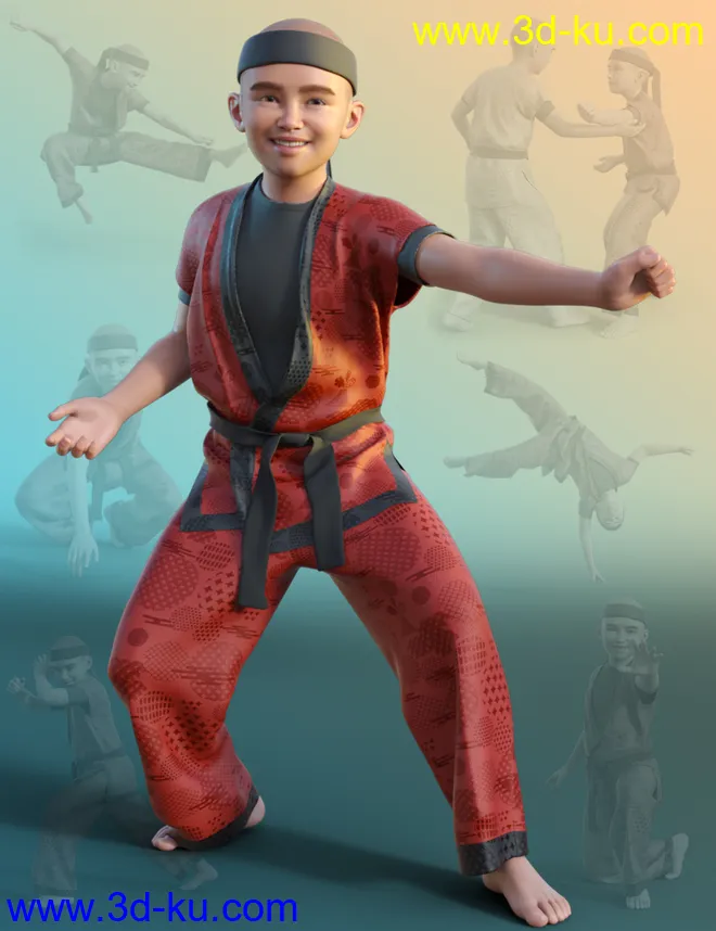Ninjutsu Student Poses for Kayden 8.1 and Genesis 8.1 Males模型的图片1