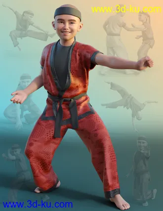 3D打印模型Ninjutsu Student Poses for Kayden 8.1 and Genesis 8.1 Males的图片