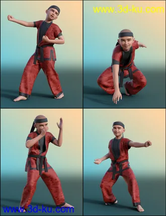 3D打印模型Ninjutsu Student Poses for Kayden 8.1 and Genesis 8.1 Males的图片