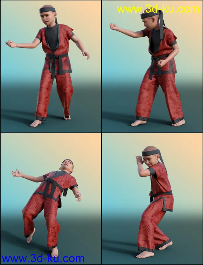 Ninjutsu Student Poses for Kayden 8.1 and Genesis 8.1 Males模型的图片4