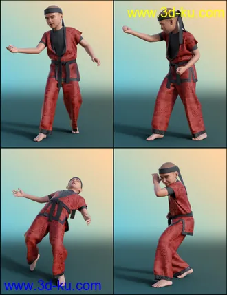 3D打印模型Ninjutsu Student Poses for Kayden 8.1 and Genesis 8.1 Males的图片