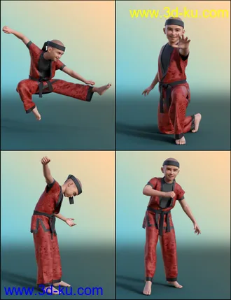3D打印模型Ninjutsu Student Poses for Kayden 8.1 and Genesis 8.1 Males的图片