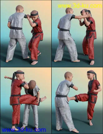 3D打印模型Ninjutsu Student Poses for Kayden 8.1 and Genesis 8.1 Males的图片