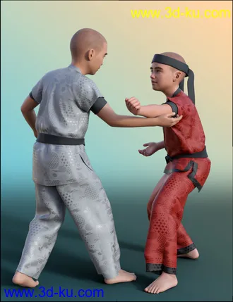 3D打印模型Ninjutsu Student Poses for Kayden 8.1 and Genesis 8.1 Males的图片