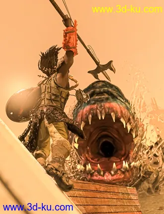 3D打印模型Oceans Apocalypse Warrior Outfit for Genesis 8.1 Male的图片