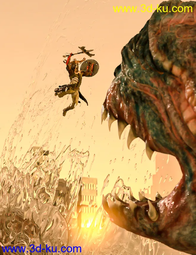 Oceans Apocalypse Warrior Outfit for Genesis 8.1 Male模型的图片3