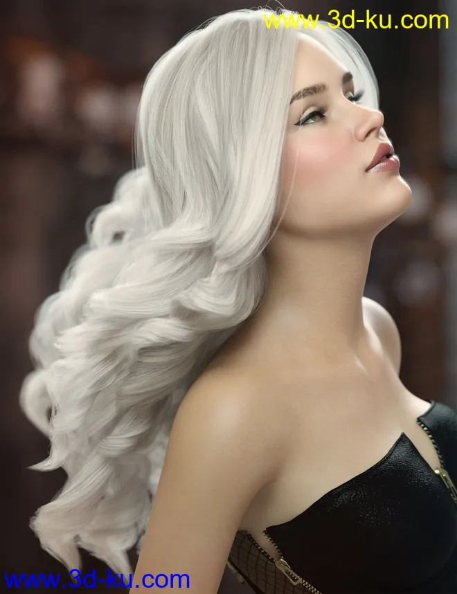 Oneida Hair for Genesis 3, 8, and 8.1 Females模型的图片9