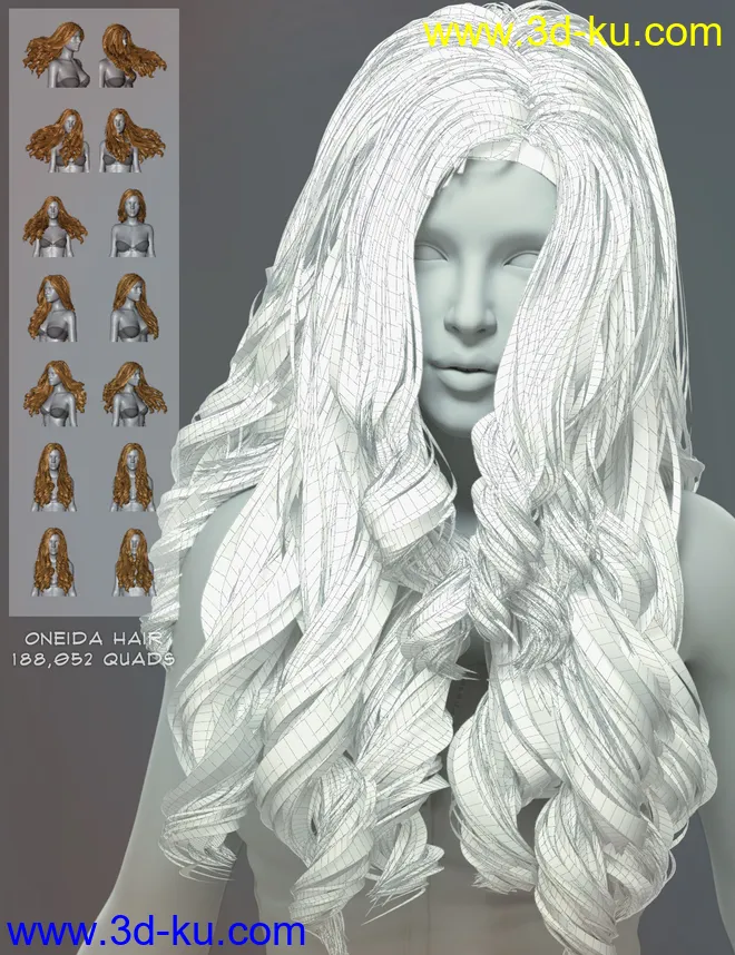 Oneida Hair for Genesis 3, 8, and 8.1 Females模型的图片11