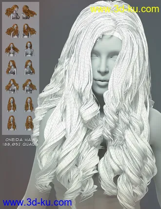 3D打印模型Oneida Hair for Genesis 3, 8, and 8.1 Females的图片