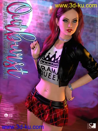 3D打印模型Outburst for dForce Mood II Outfit for Genesis 8 Female(s)的图片