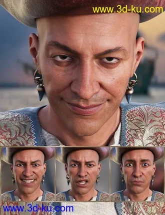 3D打印模型Pirate Life Expressions for Wolfgang 8.1 and Genesis 8.1 Male的图片