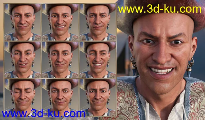 Pirate Life Expressions for Wolfgang 8.1 and Genesis 8.1 Male模型的图片3