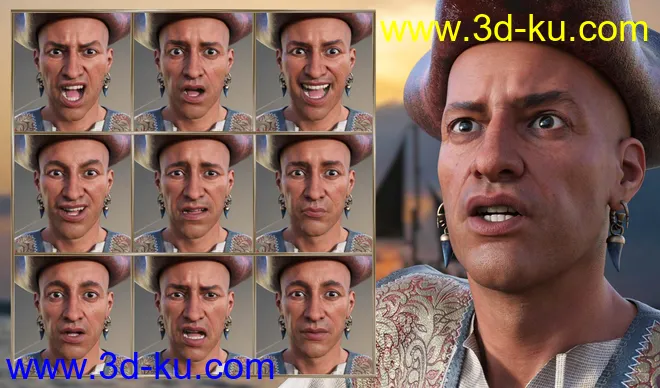 Pirate Life Expressions for Wolfgang 8.1 and Genesis 8.1 Male模型的图片5