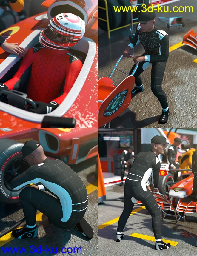 Pit Lane Poses and Props for Genesis 8 Male模型的图片2