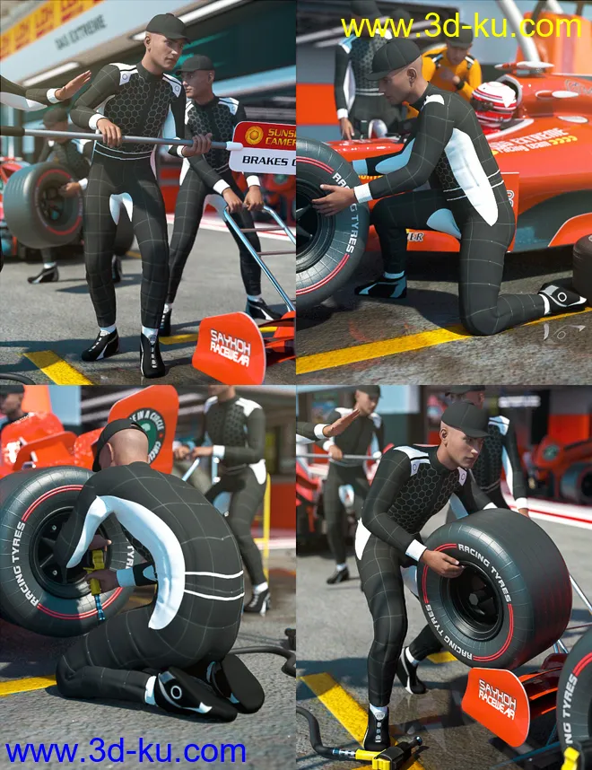 Pit Lane Poses and Props for Genesis 8 Male模型的图片3