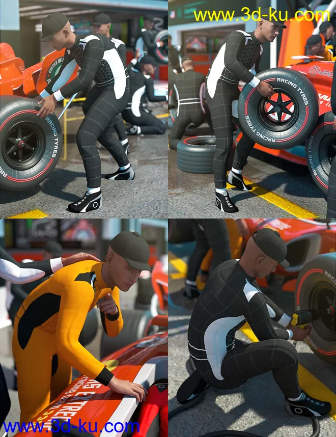 Pit Lane Poses and Props for Genesis 8 Male模型的图片4