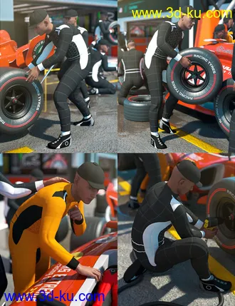 3D打印模型Pit Lane Poses and Props for Genesis 8 Male的图片