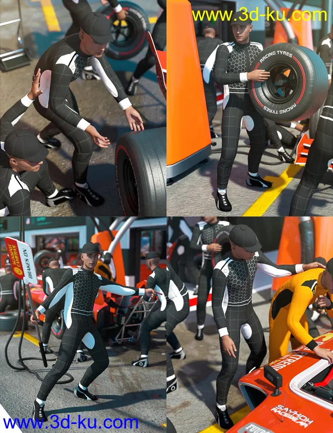 Pit Lane Poses and Props for Genesis 8 Male模型的图片6