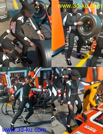 3D打印模型Pit Lane Poses and Props for Genesis 8 Male的图片