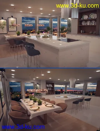 3D打印模型Polished Dining and Kitchen的图片