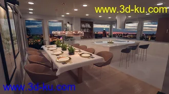 3D打印模型Polished Dining and Kitchen的图片