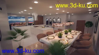 3D打印模型Polished Dining and Kitchen的图片