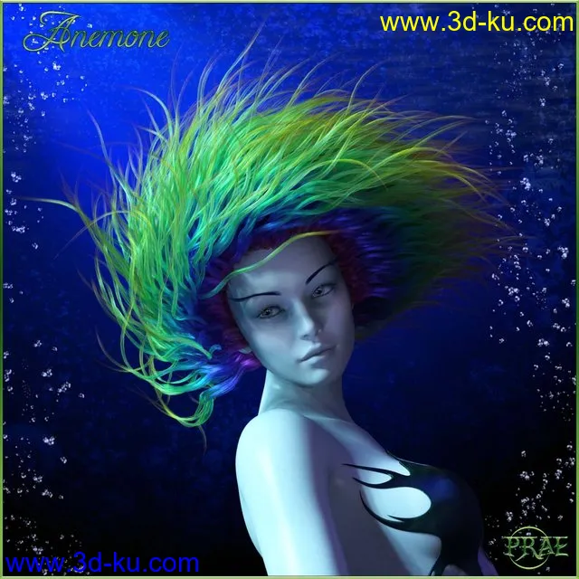 Prae-Anemone Hair For G8 Daz模型的图片1