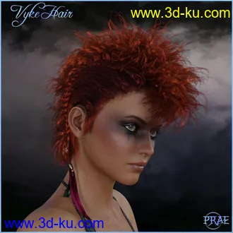 3D打印模型Prae-Vyke Hair For G8 Daz的图片