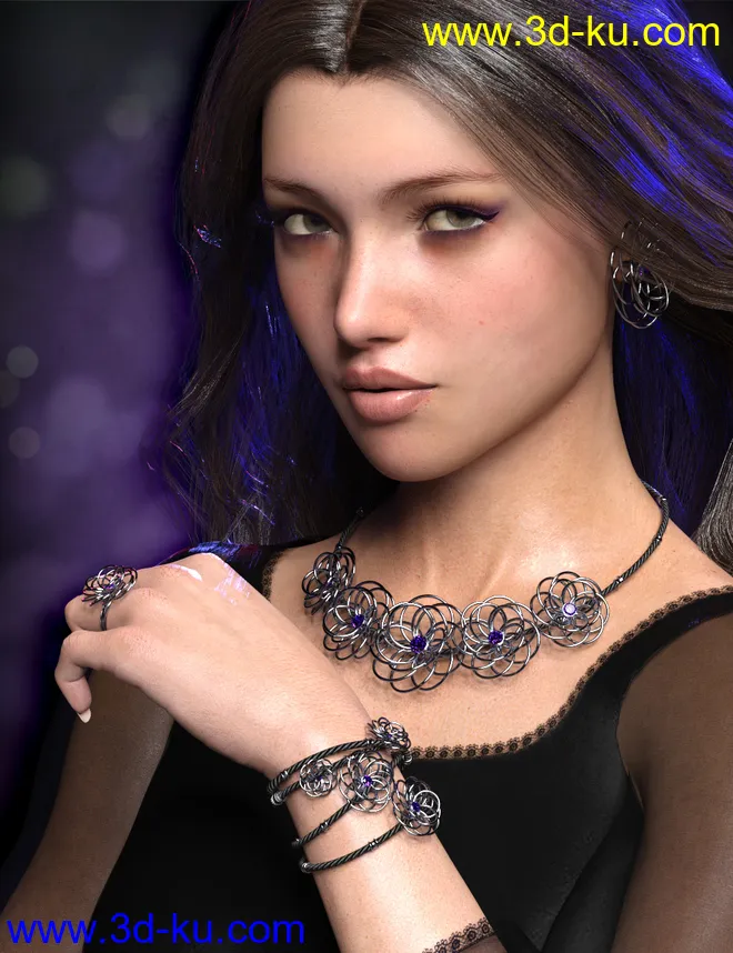 Precious Flower Jewelry for Genesis 8 Female(s)模型的图片1