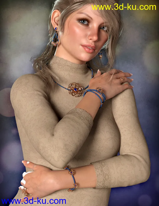Precious Flower Jewelry for Genesis 8 Female(s)模型的图片2