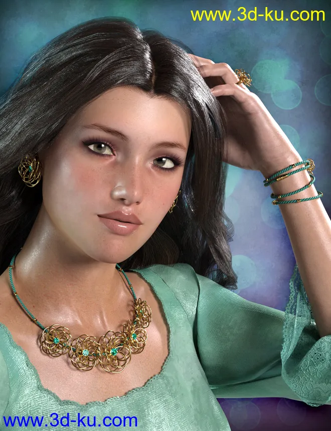 Precious Flower Jewelry for Genesis 8 Female(s)模型的图片4