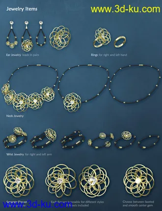 3D打印模型Precious Flower Jewelry for Genesis 8 Female(s)的图片