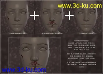 3D打印模型PUG Blood and Wound Pack for Genesis 8 and 8.1的图片