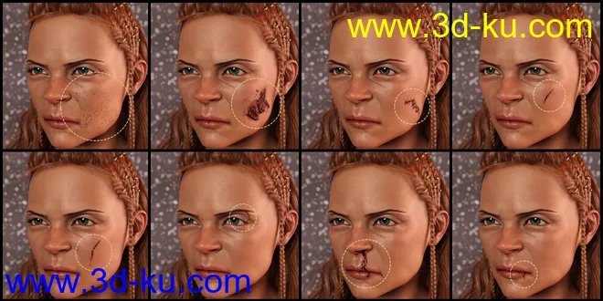 PUG Blood and Wound Pack for Genesis 8 and 8.1模型的图片4