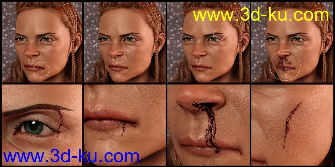 PUG Blood and Wound Pack for Genesis 8 and 8.1模型的图片5
