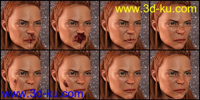 PUG Blood and Wound Pack for Genesis 8 and 8.1模型的图片6