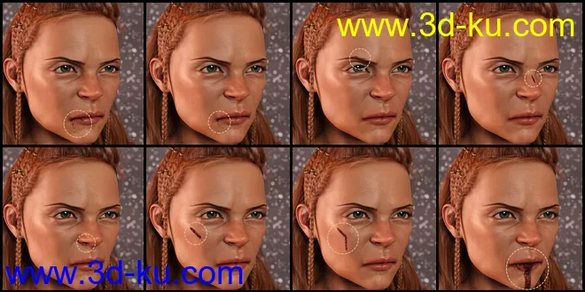 PUG Blood and Wound Pack for Genesis 8 and 8.1模型的图片7