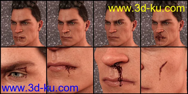 PUG Blood and Wound Pack for Genesis 8 and 8.1模型的图片9