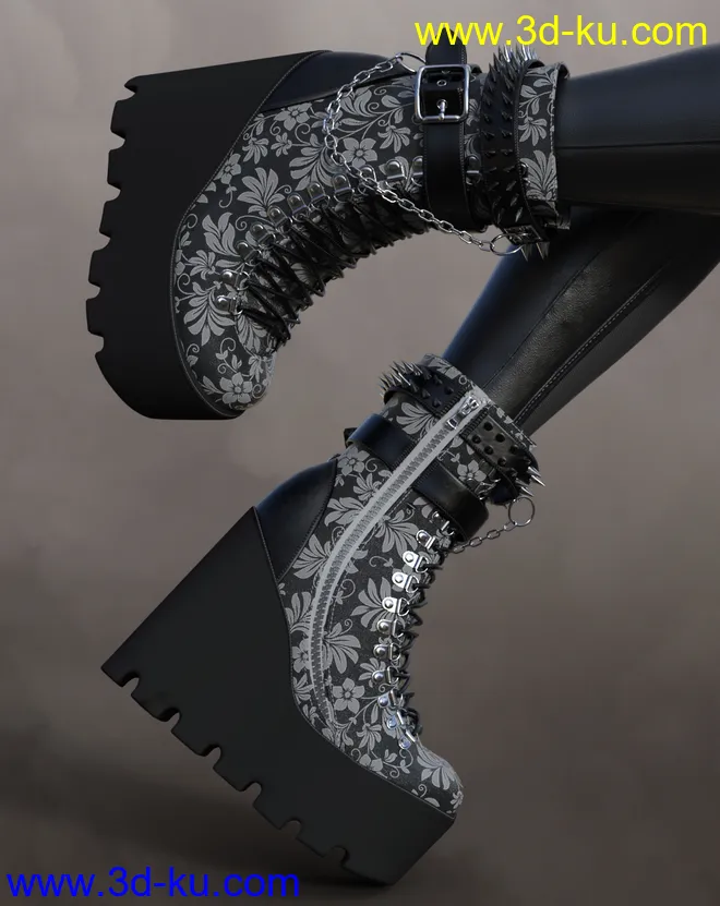 Punk Style Boots for Genesis 8 Females模型的图片2
