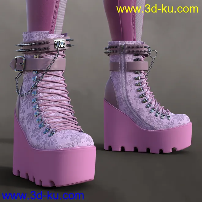 Punk Style Boots for Genesis 8 Females模型的图片5